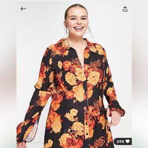 ASOS CURVE vintage floral button down maxi dress